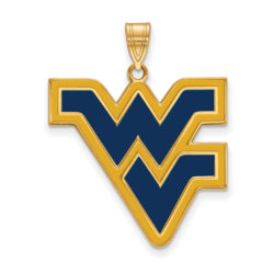 14k Gold Plated Silver West Virginia U. XL Enamel Logo Pendant