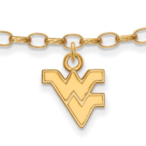 14k Gold Plated Silver West Virginia University Anklet, 9 Inch