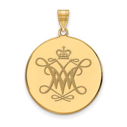 14k Gold Plated Silver William and Mary XL Enamel Disc Pendant