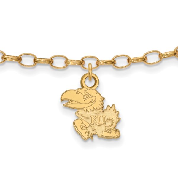 14k Gold Plated Sterling Silver Univ. of Kansas Anklet, 9 Inch