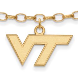 14k Gold Plated Sterling Silver Virginia Tech Anklet, 9 Inch