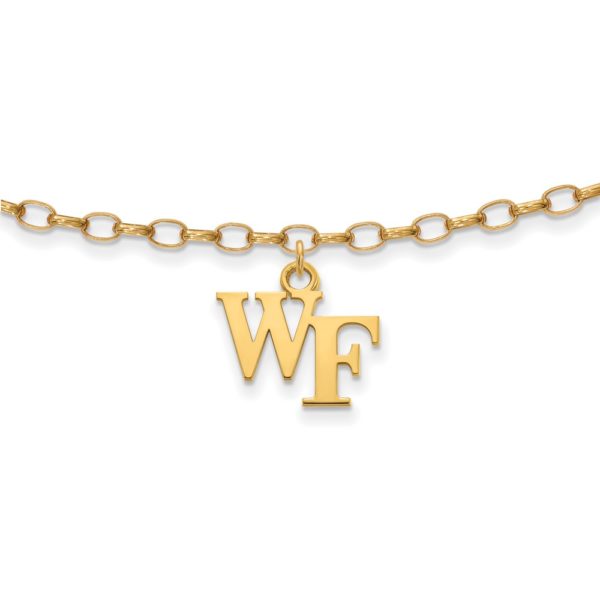 14k Gold Plated Sterling Silver Wake Forest Univ. Anklet 9 Inch