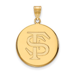 14k Yellow Gold Florida State Large 'FS' Disc Pendant