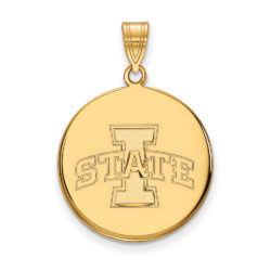 14k Yellow Gold Iowa State Large Disc Pendant