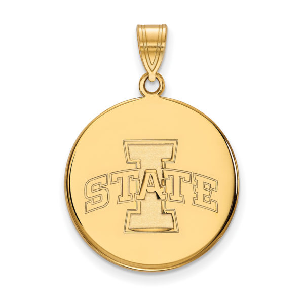 14k Yellow Gold Iowa State Large Disc Pendant