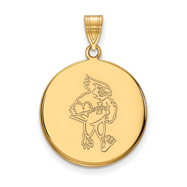 14k Yellow Gold Iowa State Large Mascot Disc Pendant