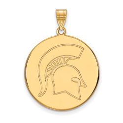 14k Yellow Gold Michigan State XL Logo Disc Pendant