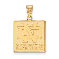 14k Yellow Gold North Dakota Large Square Logo Pendant