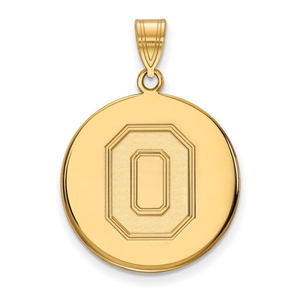 14k Yellow Gold Ohio State Large Disc Pendant