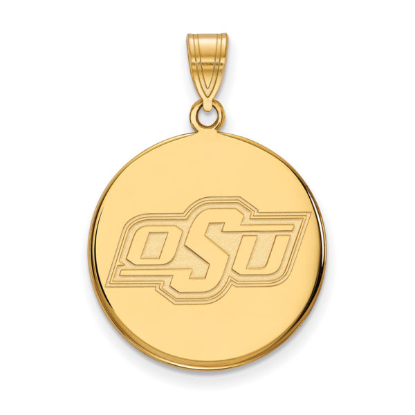 14k Yellow Gold Oklahoma State Large Disc Pendant