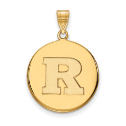 14k Yellow Gold Rutgers Large Initial R Disc Pendant