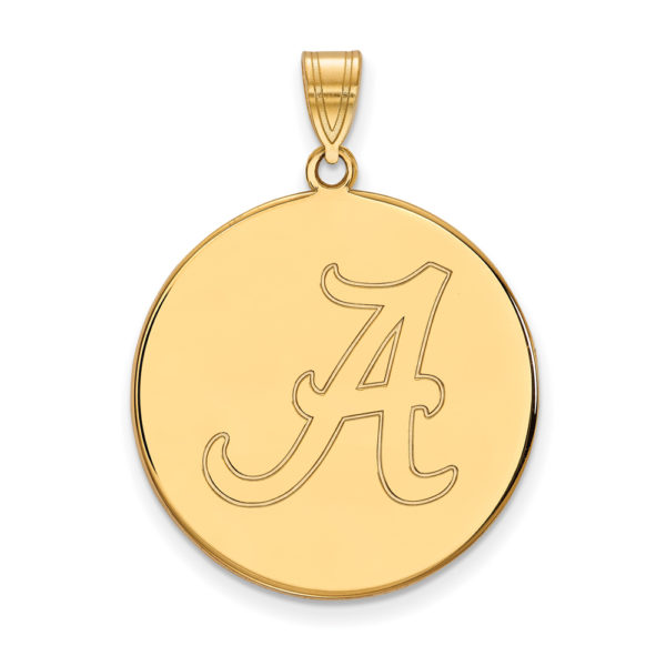 14k Yellow Gold U. of Alabama XL Initial A Disc Pendant