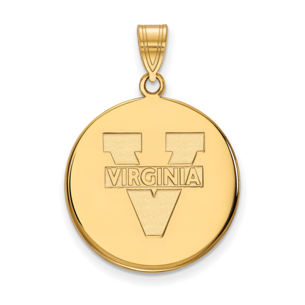 14k Yellow Gold U. of Virginia Large 'V' Logo Disc Pendant