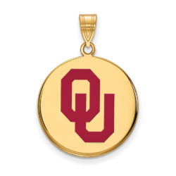 SS w/GP U. of Oklahoma Large Enamel 'OU' Disc Pendant