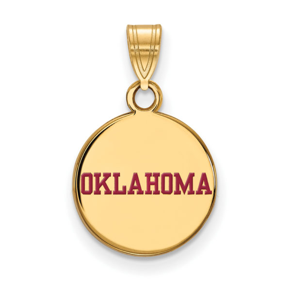 SS w/GP U. of Oklahoma Small Enamel Disc Pendant