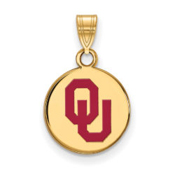 SS w/GP U. of Oklahoma Small Enamel 'OU' Disc Pendant