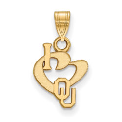 SS w/GP U. of Oklahoma Small I Love Logo Pendant