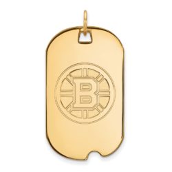 10k Yellow Gold NHL Boston Bruins Large Dog Tag Pendant