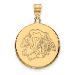 10k Yellow Gold NHL Chicago Blackhawks Large Disc Pendant