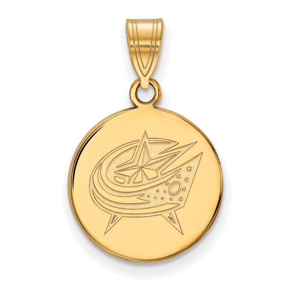 10k Yellow Gold NHL Columbus Blue Jackets Medium Disc Pendant