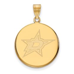 10k Yellow Gold NHL Dallas Stars Large Disc Pendant