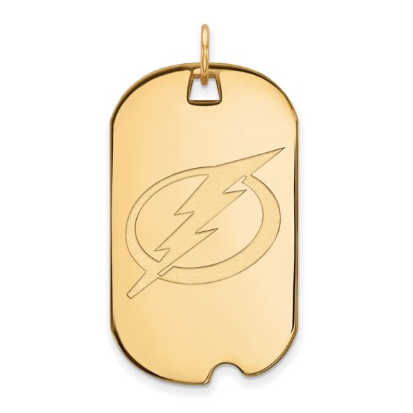 10k Yellow Gold NHL Tampa Bay Lightning Large Dog Tag Pendant