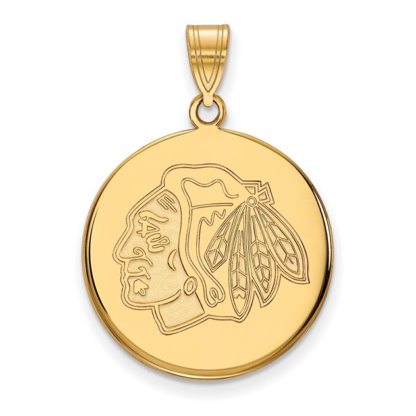 14k Yellow Gold NHL Chicago Blackhawks Large Disc Pendant