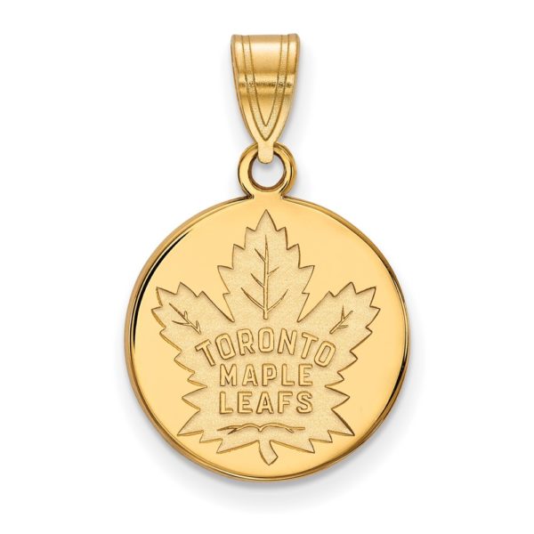 14k Yellow Gold NHL Toronto Maple Leafs Medium Disc Pendant