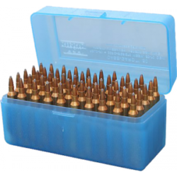 MTM Case Gard R-50 50 Round Large Ammo Box, Clear Blue - RLLD5024