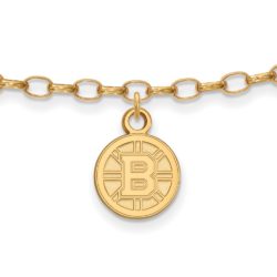 SS 14k Yellow Gold Plated NHL Boston Bruins Anklet, 9 Inch