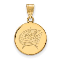 SS 14k Yellow Gold Plated NHL Columbus Blue Jackets MD Disc Pendant