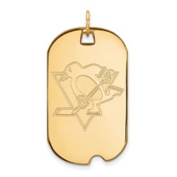 SS 14k Yellow Gold Plated NHL Pittsburgh Penguins LG Dog Tag Pendant