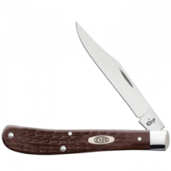 Case Slimline Trapper Folding Knife Brown Handle and Sleek Clip Point Blade - 00135
