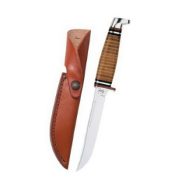 Case Utility Hunter Fixed Blade Knife w/ Knob Cap Leather Sheath, 5" - 00381