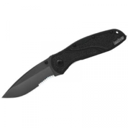 Kershaw Blur 3.375" Serrated Modified Drop Point Assisted Folding Knife, Black - 1670GBBLKST