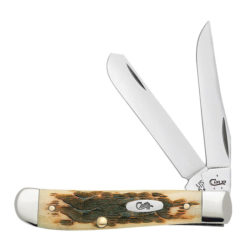 Case Trapper Pocket Folding Knife Amber Handle and Classic Clip, Spey Blades - 00013
