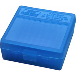 MTM Case Gard P-100 100 Round Flip-Top Ammo Box, 1.7" OAL, Clear Blue - P100324