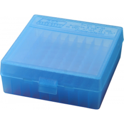 MTM Case Gard P-100 100 Round Flip-Top Ammo Box, 1.88" OAL, Clear Blue - P1004424