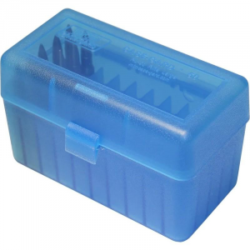 MTM Case-Gard R-50 Series Rifle Ammo Box .223/.270 WSSM/.460/.500 S&W 50 Rounds Clear Blue