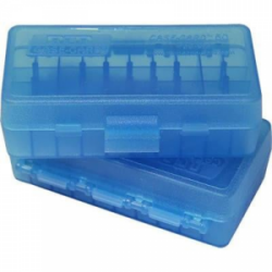 MTM Flip Top Ammo Box 380 ACP 50 Rounds Clear Blue